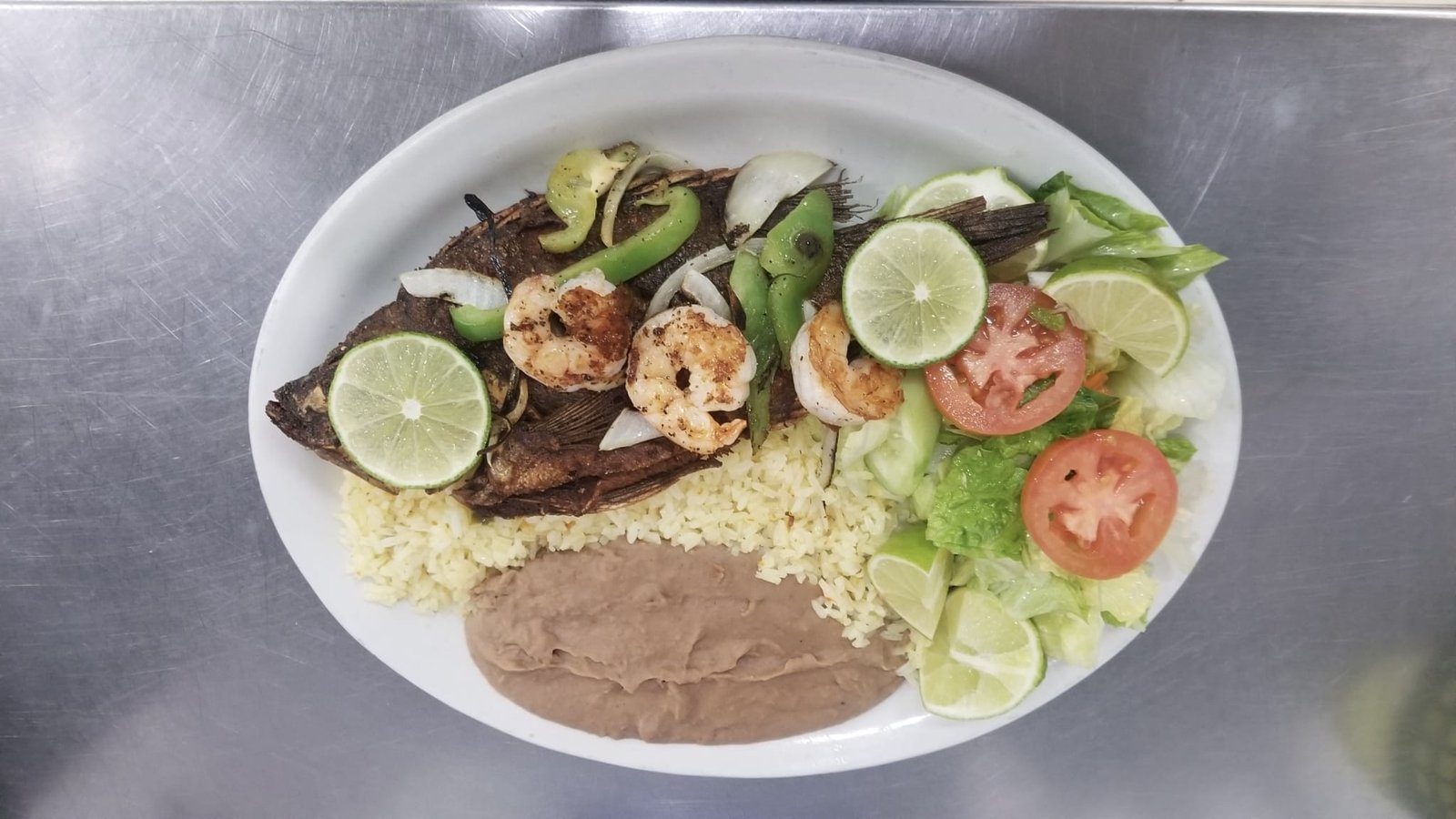 Mojarra frita — whole fried tilapia